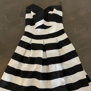 Black and White Strapless Dress